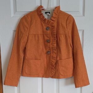 J. Crew Women's Orange Ruffle Blazer